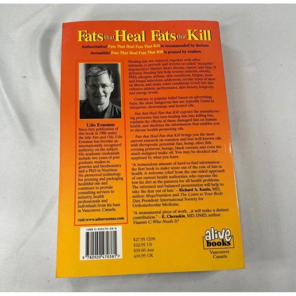 Fats That Heal Fats That Kill Udo Erasmus Health Nutrition Book Alive Books